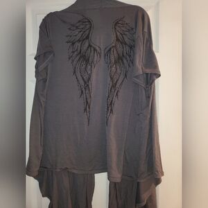 Women's Gray Open Front Cardigan